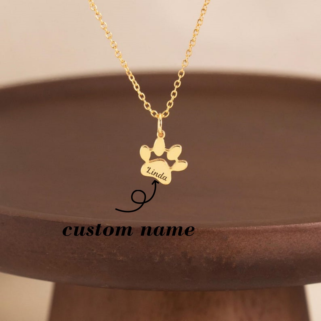 Cat Claw Bark - Custom Name Necklace Personalized Paw Necklace